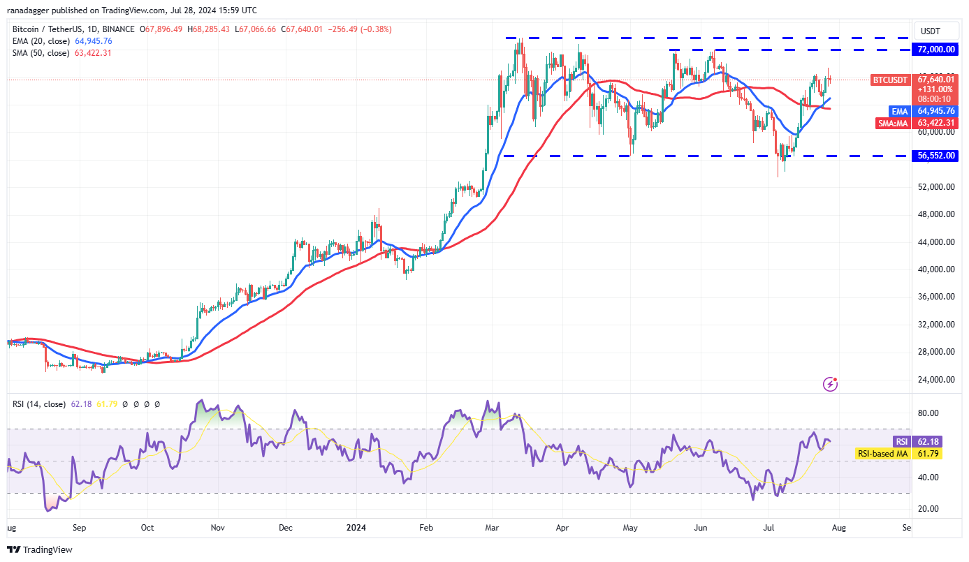 نمودار روزانه جفت ارز USDT/BTC